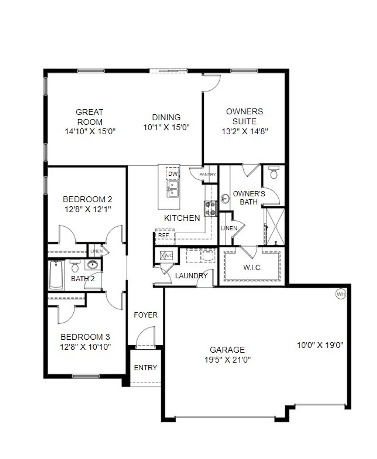 2D floor plan layout of this home in Lakes At St Sebastian, Micco, FL (Image 2).