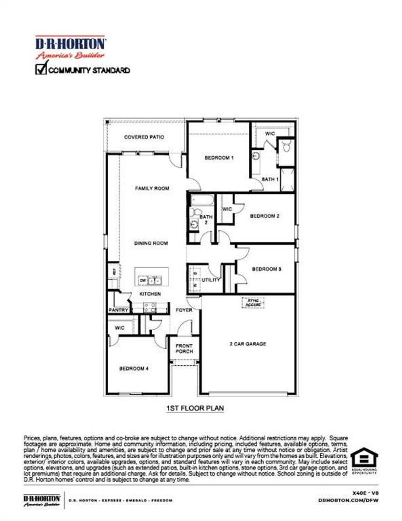 2D floor plan layout of this home in Woodcreek, Fate, TX (Image 2).