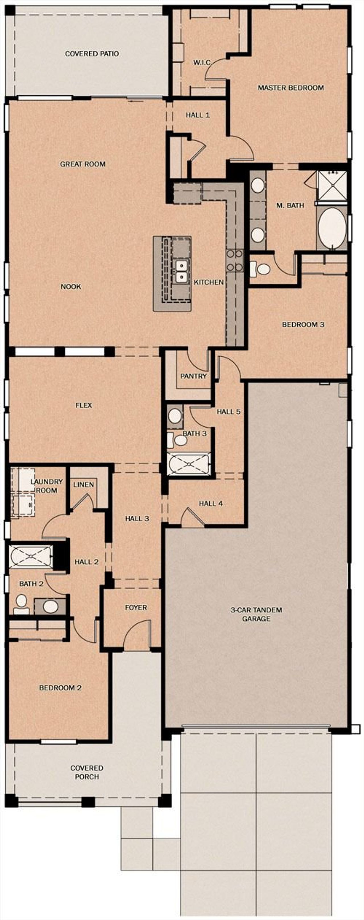 2D floor plan layout of this home in Ridgeline at Acclaim, Avondale, AZ (Image 2).