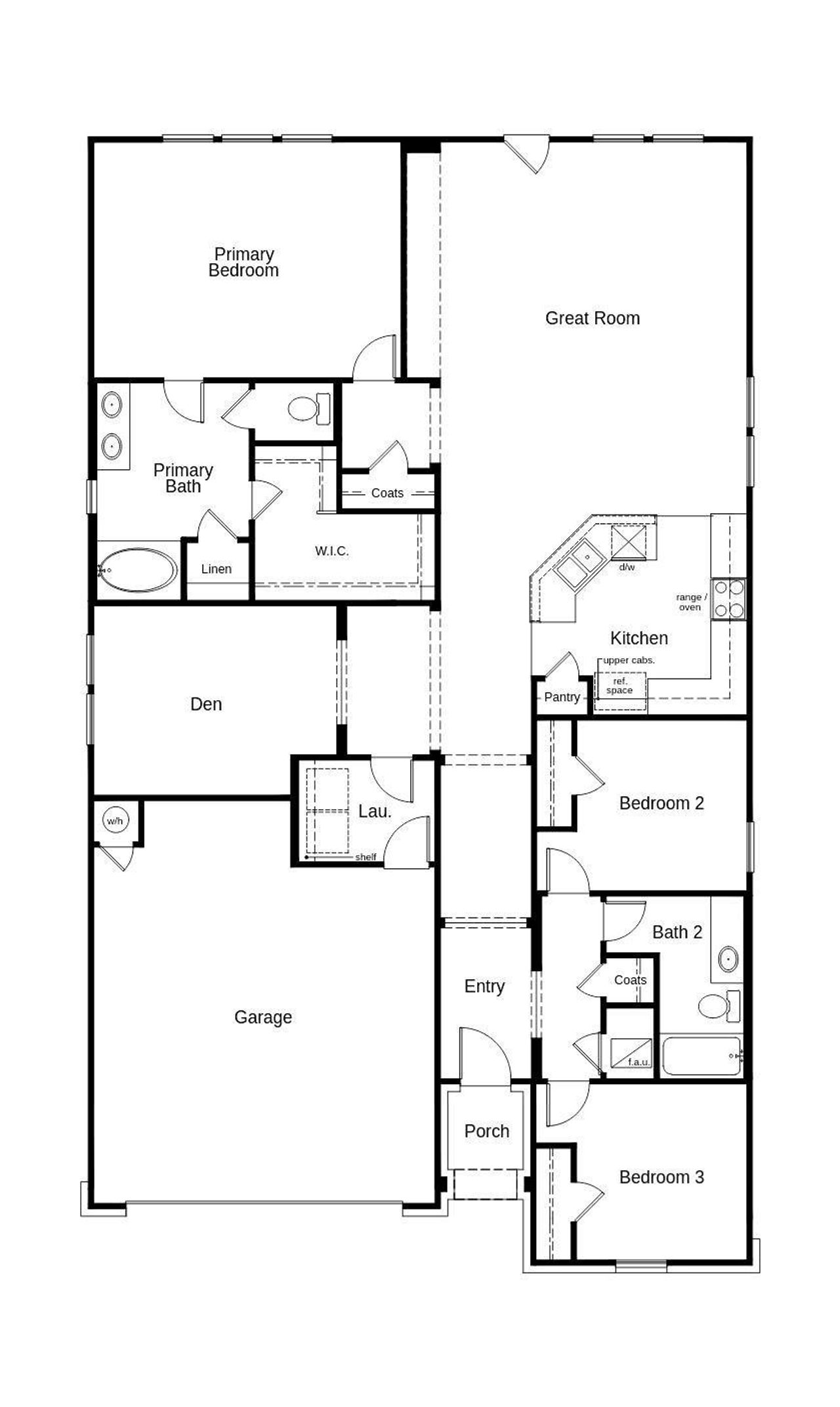 This floor plan features 3 bedrooms, 2 full baths, and over 2,000 square feet of living space