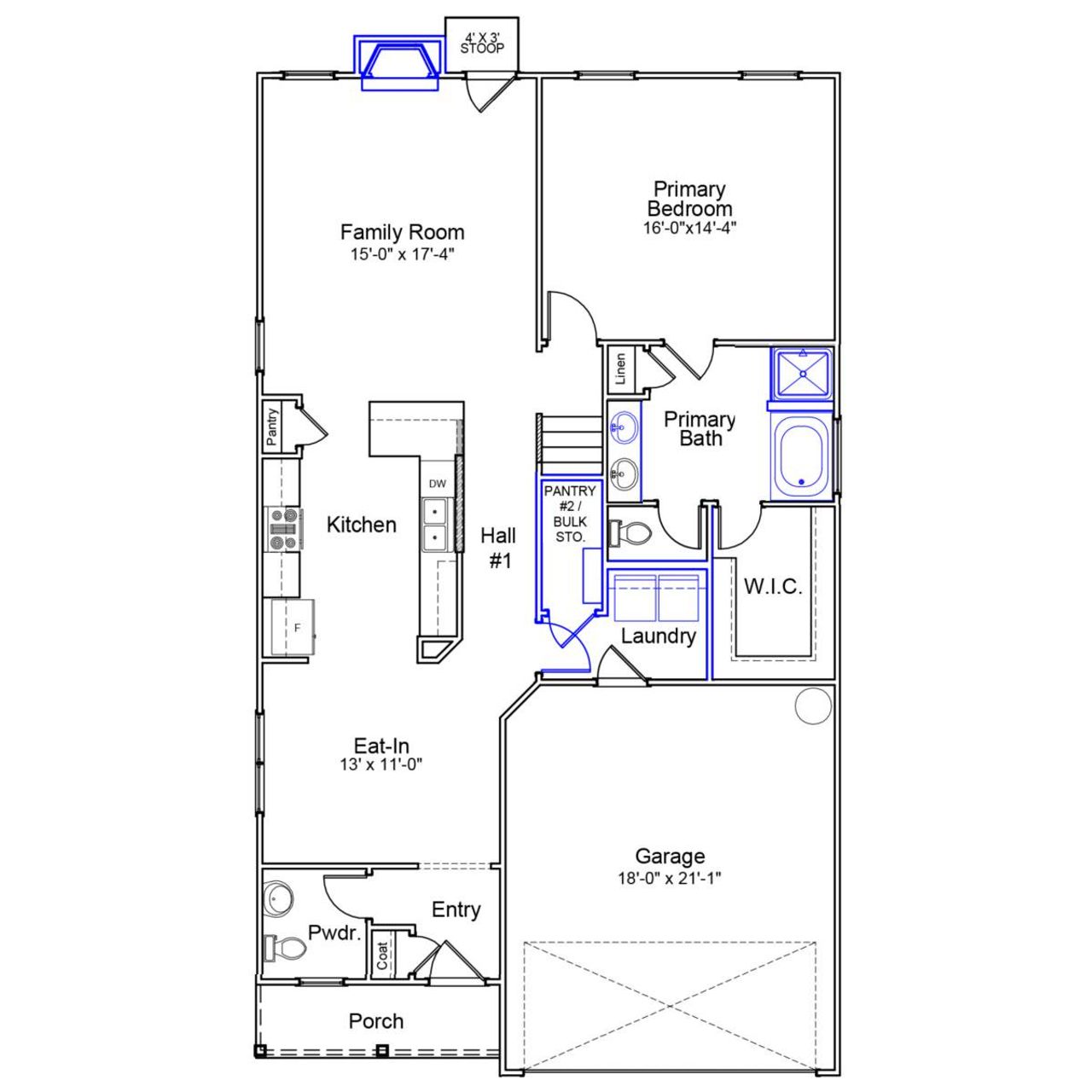 2D floor plan layout of this home in Killians Crossing, Blythewood, SC (Image 2).