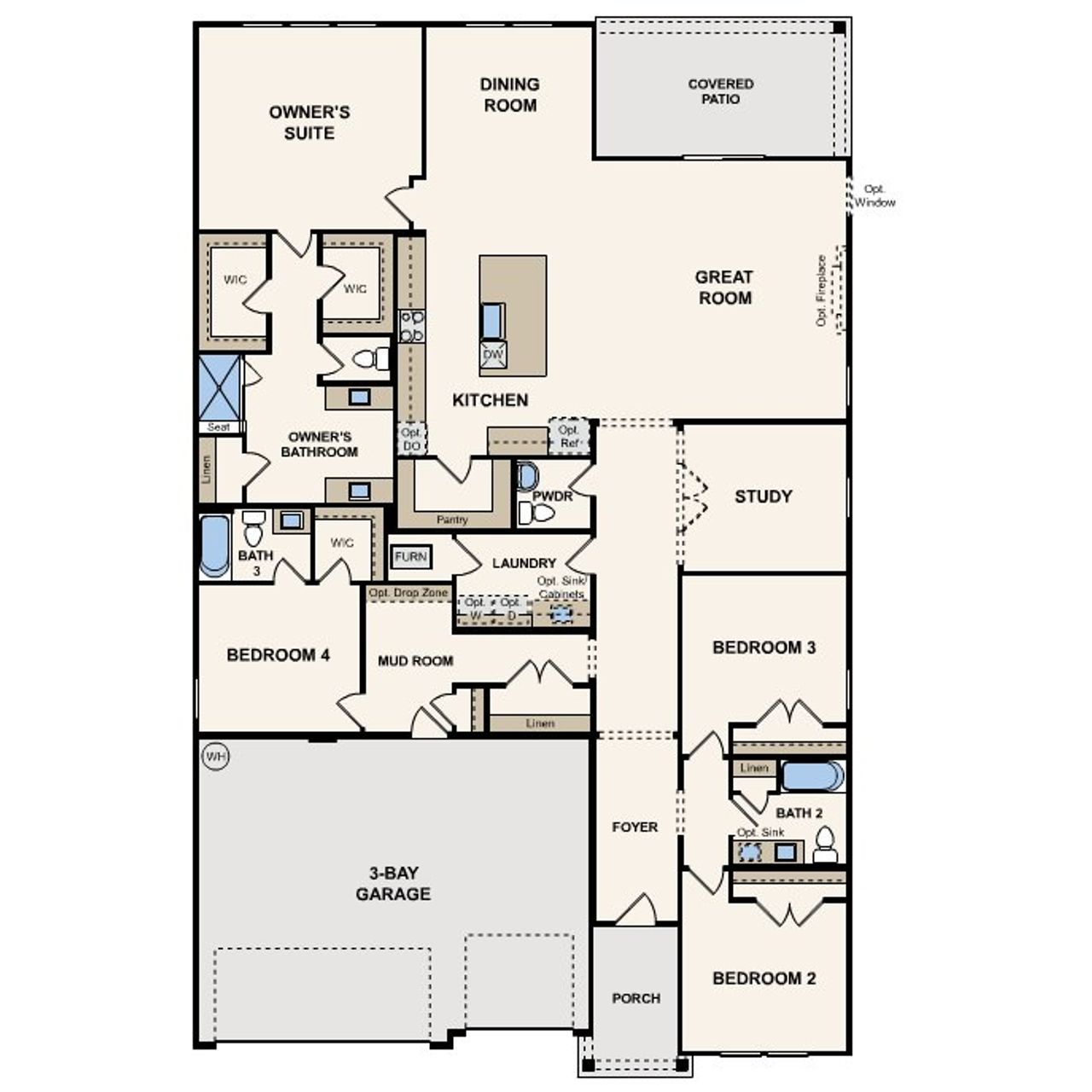 2D floor plan layout of this home in Northshore, Kingsland, GA (Image 2).