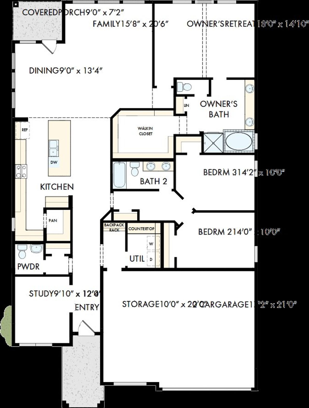 2D floor plan layout of this home in Brookewater - Ascent Collection, Rosenberg, TX (Image 2). 2D floor plan layout of this home in Brookewater - Ascent Collection, Rosenberg, TX (Image 2).