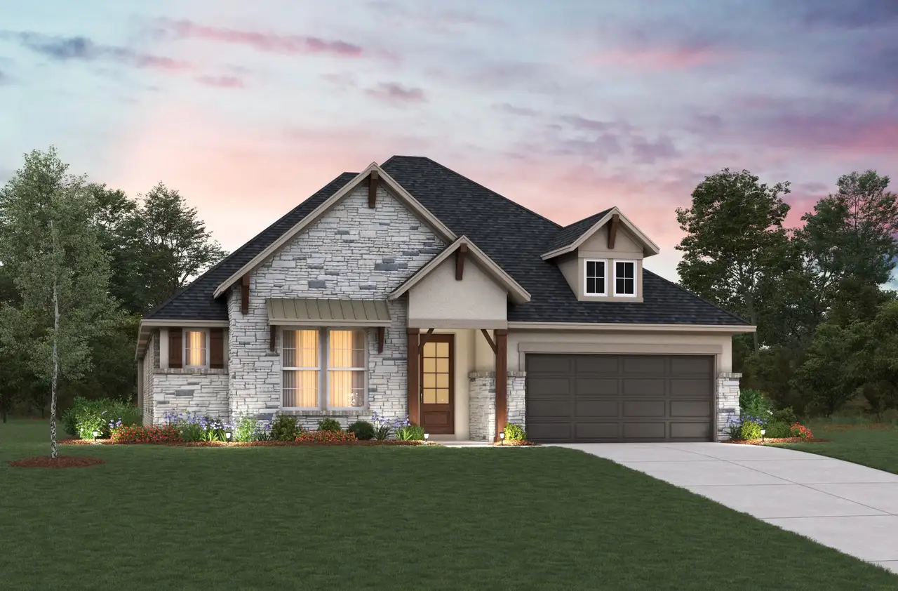 Representative exterior photo of a completed home built from the Lynnewood by Beazer Homes in Valencia, Manvel, TX (Image 2).