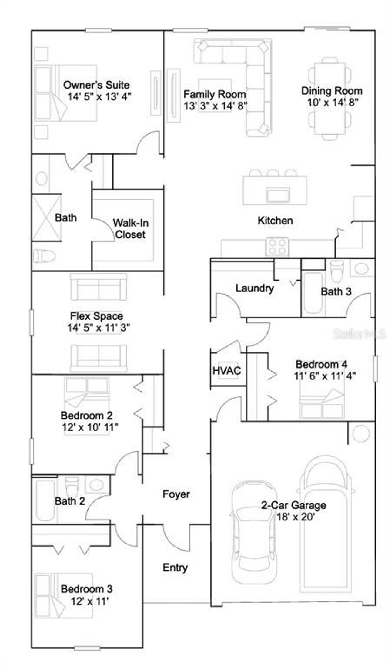 2D floor plan layout of this home in Heath Preserve, Ocala, FL (Image 2).