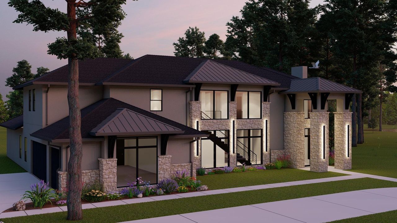 Front exterior of a new home in Silver Creek Ranch, Montgomery, TX, highlighting curb appeal (Image 2).