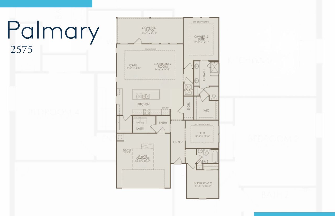 2D floor plan layout of this home in Del Webb North Myrtle Beach, North Myrtle Beach, SC (Image 2).