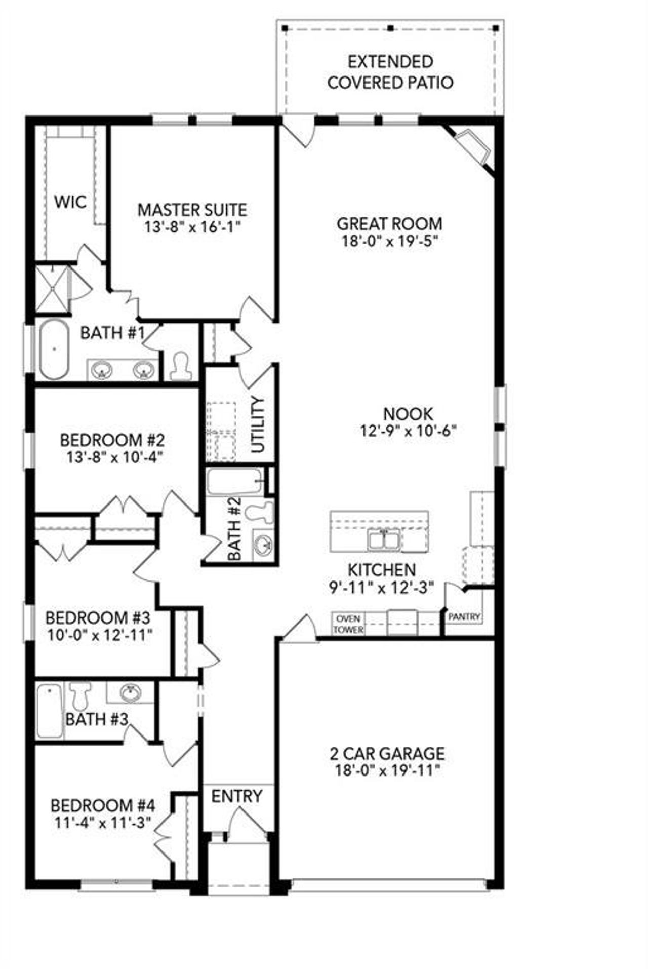 2D floor plan layout of this home in Country Lakes, Denton, TX (Image 2). 2D floor plan layout of this home in Country Lakes, Denton, TX (Image 2).