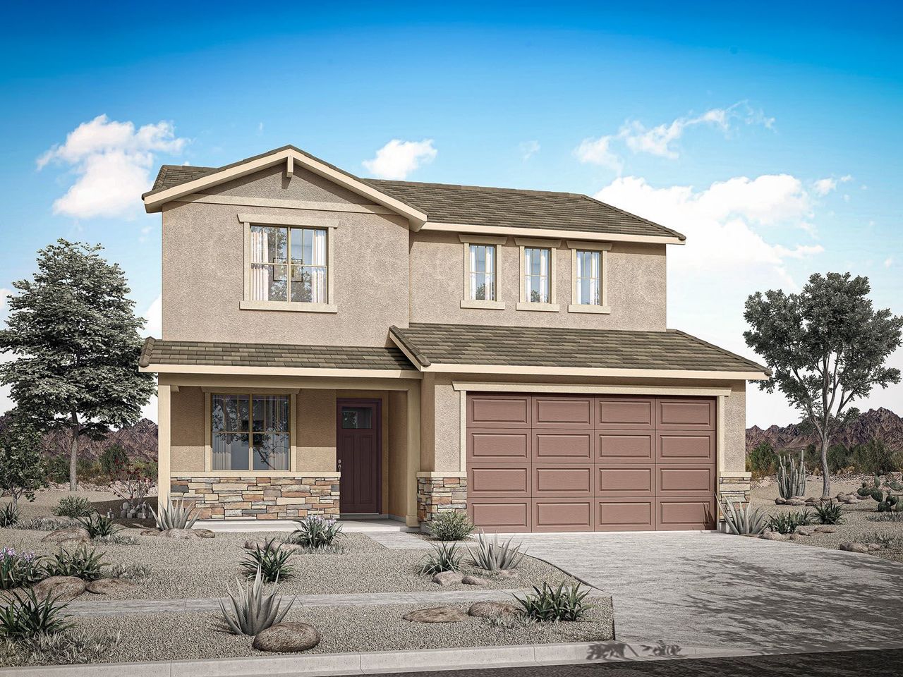 Representative exterior photo of a completed home built from the Sienna by Mattamy Homes in Rosewood Heights, San Tan Valley, AZ (Image 2).
