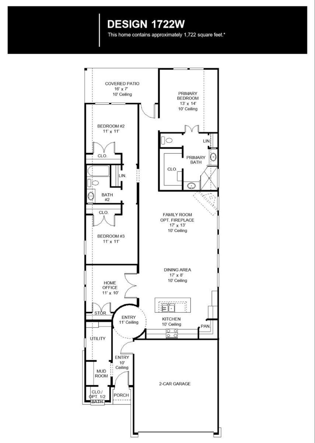 2D floor plan layout of this home in Meridiana, Manvel, TX (Image 2).