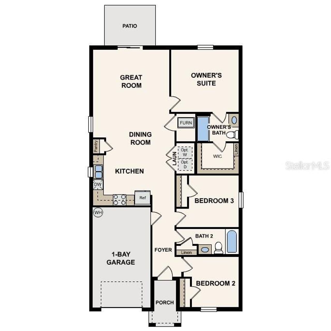 2D floor plan layout of this home in Rainbow Lakes Estates, Dunnellon, FL (Image 2).