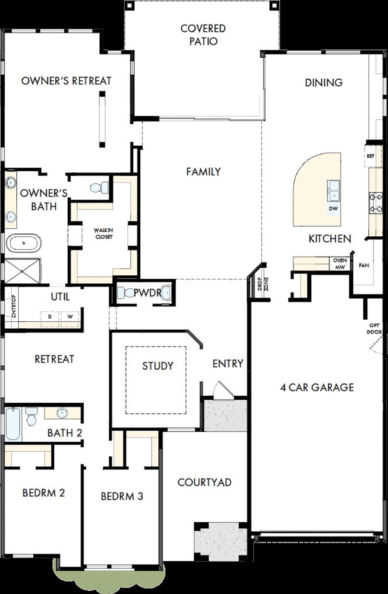 2D floor plan layout of this home in Canyon Views – 70’ Sunrise Series, Litchfield Park, AZ (Image 2).