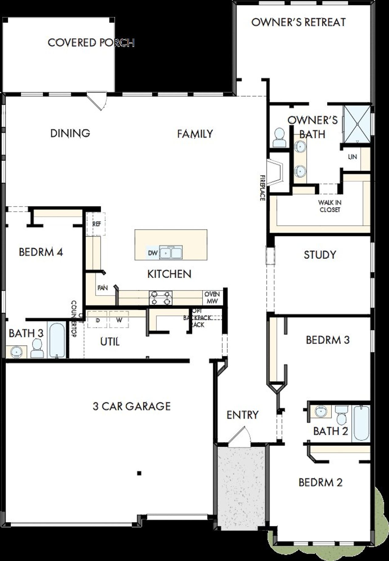 2D floor plan layout of this home in Myrtle Creek, Waxahachie, TX (Image 2).