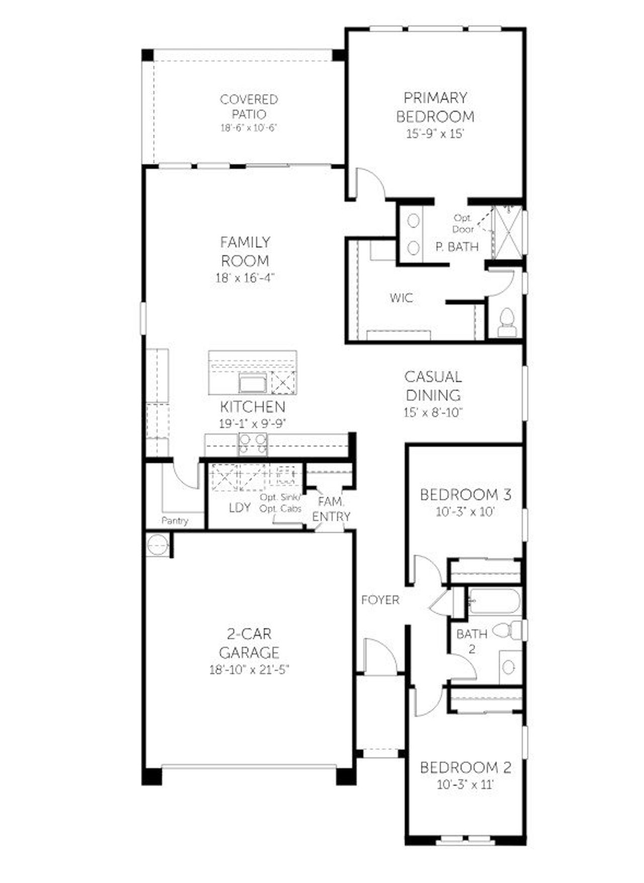 2D floor plan layout of this home in Apache Farms, Buckeye, AZ (Image 2).