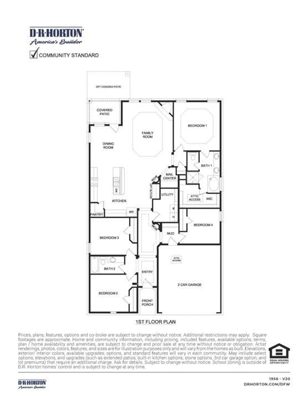 2D floor plan layout of this home in Fireside by the Lake, Garland, TX (Image 2).