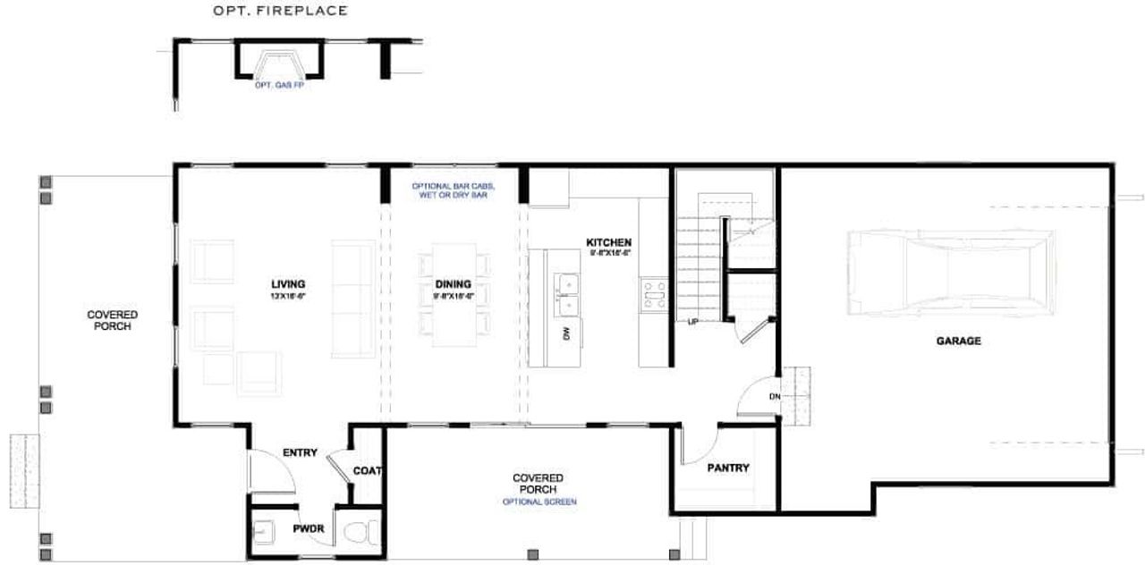 2D floor plan layout for the Madison by New Leaf Builders in Midtown Nexton/Piedmont, Summerville, SC (Image 2).