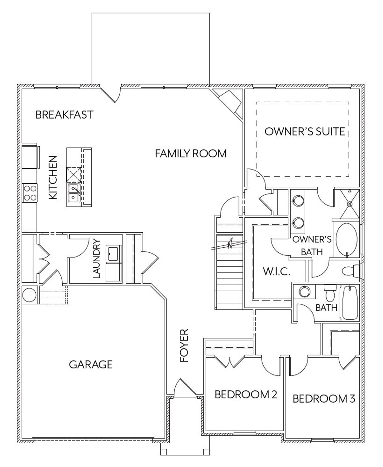 2D floor plan layout for the Easton by McKinley Homes in Clark Farms, Flowery Branch, GA (Image 2).