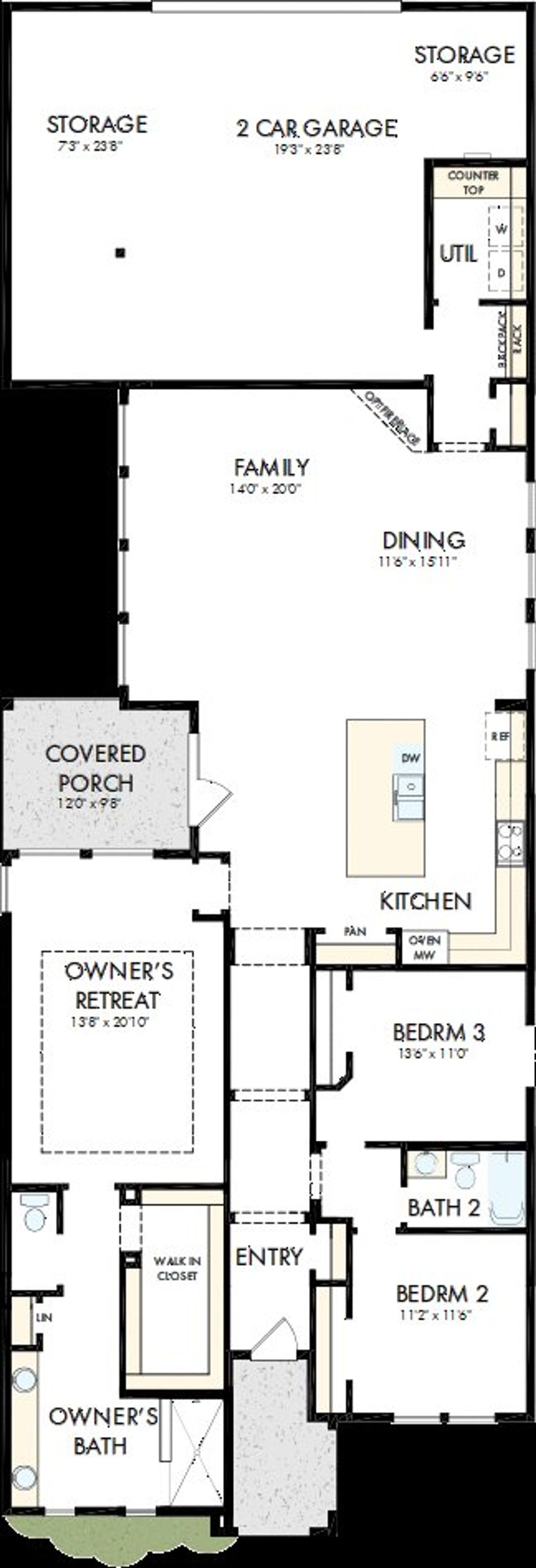 2D floor plan layout of this home in Elements at Viridian - Signature Series, Arlington, TX (Image 2).