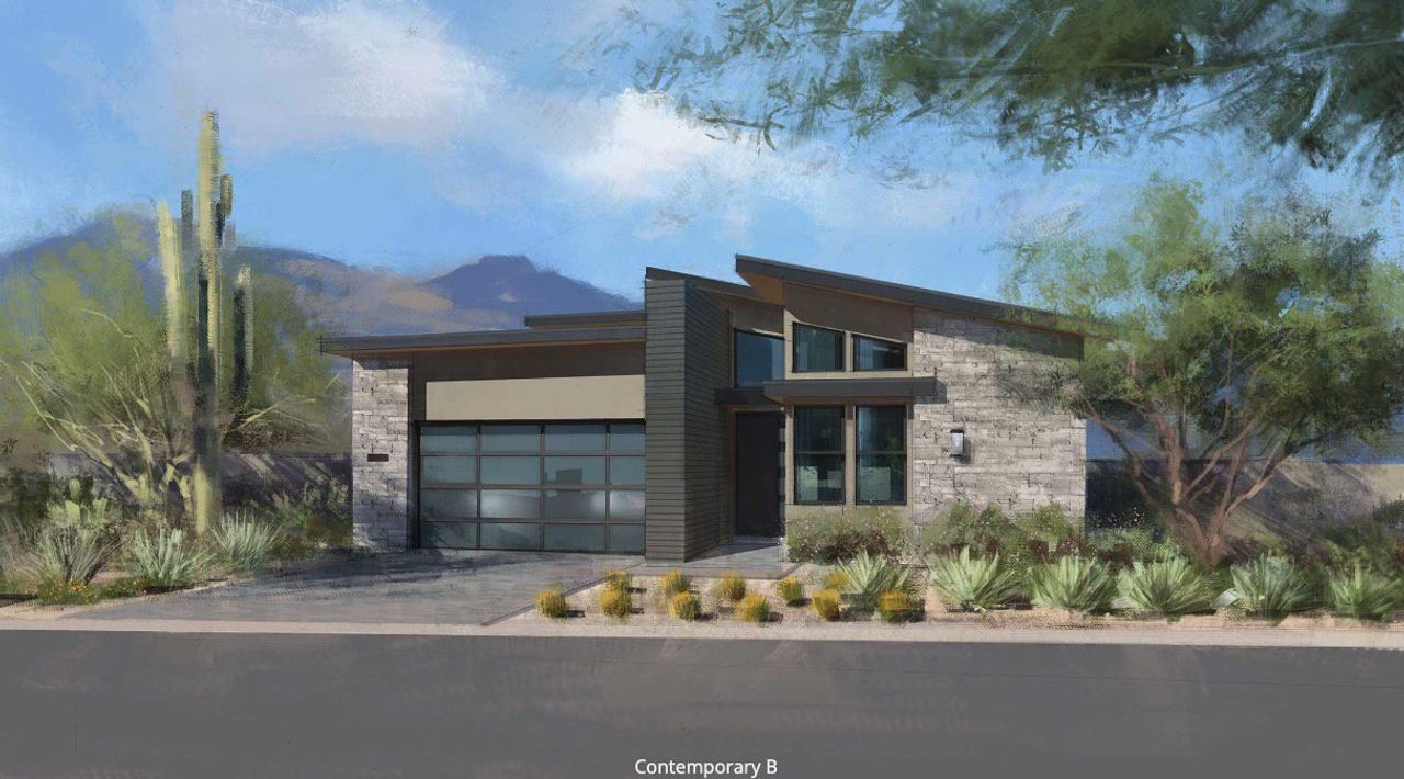 Representative exterior photo of a completed home built from the The Alpha by Camelot Homes in Legacy at DC Ranch, Scottsdale, AZ (Image 2).