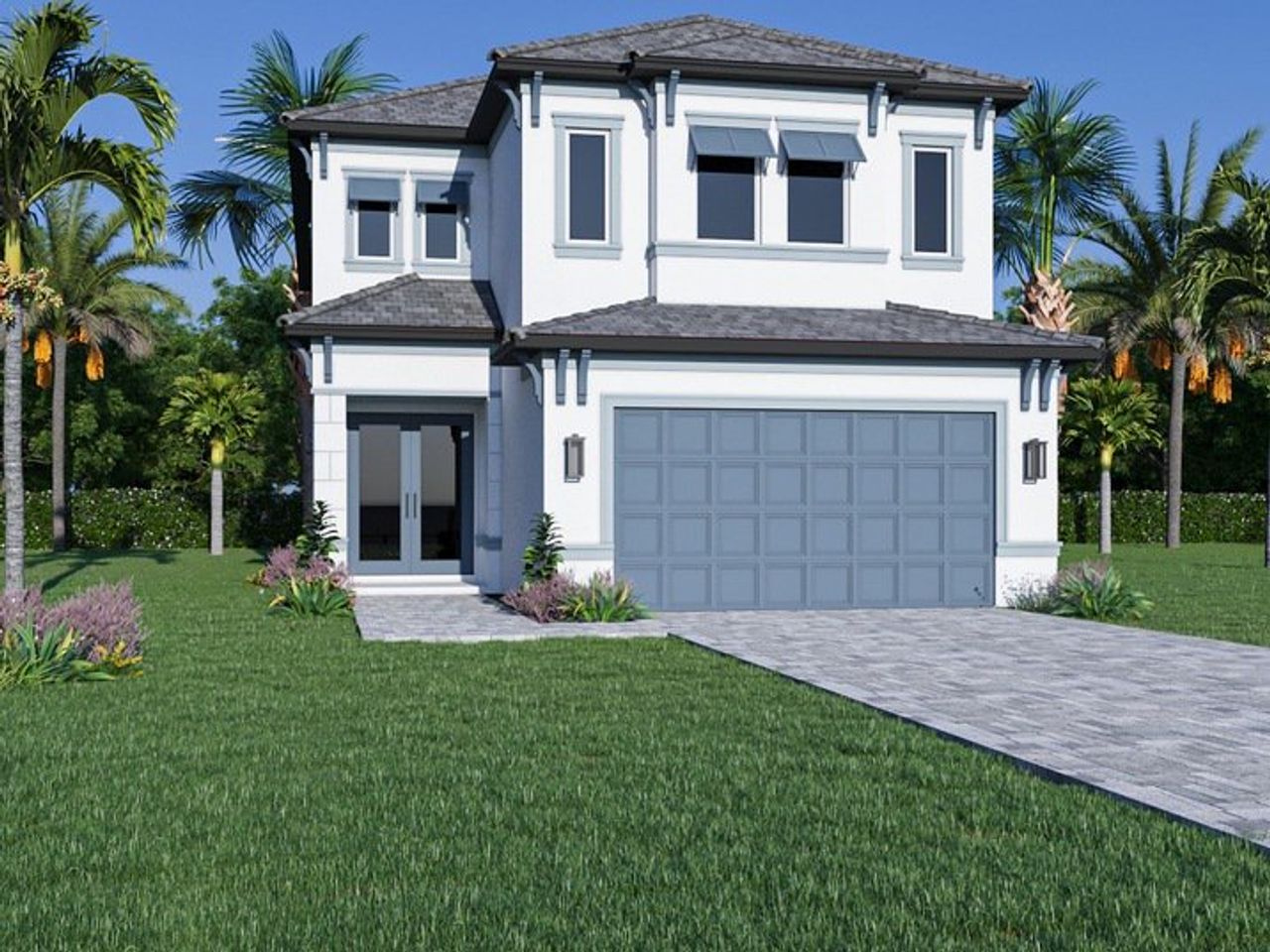 Representative exterior photo of a completed home built from the The Caribe II by Gold Coast Custom Homes in The Conservatory, Palm Coast, FL (Image 2).