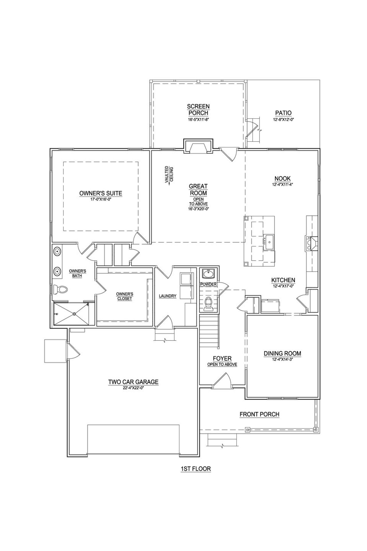 2D floor plan layout of this home in Eli's Ridge, Winterville, NC (Image 2).