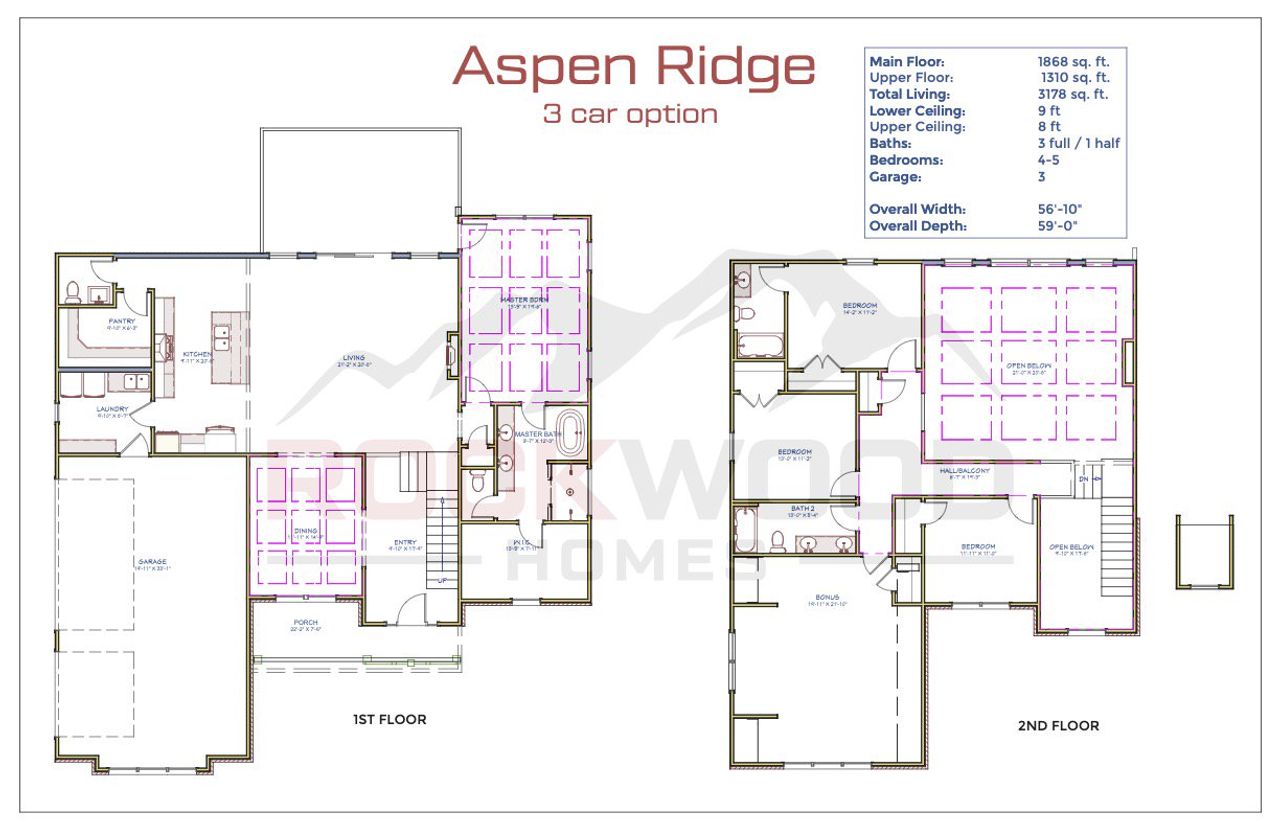 2D floor plan layout for the Aspen Ridge by Rockwood Homes in Wofford Estates, Clarksville, TN (Image 2). 2D floor plan layout for the Aspen Ridge by Rockwood Homes in Wofford Estates, Clarksville, TN (Image 2).