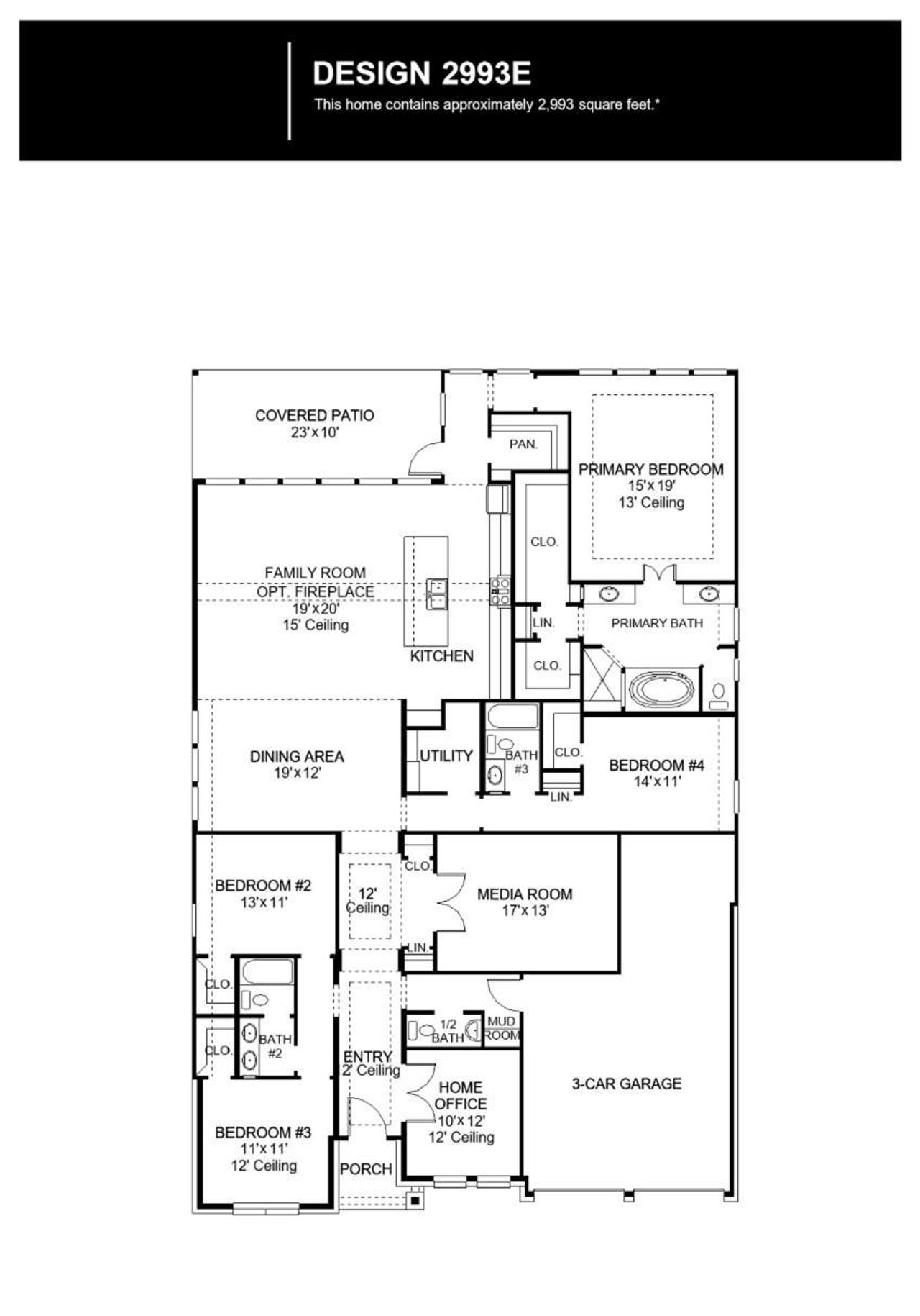 2D floor plan layout of this home in Easton Park, Austin, TX (Image 2).