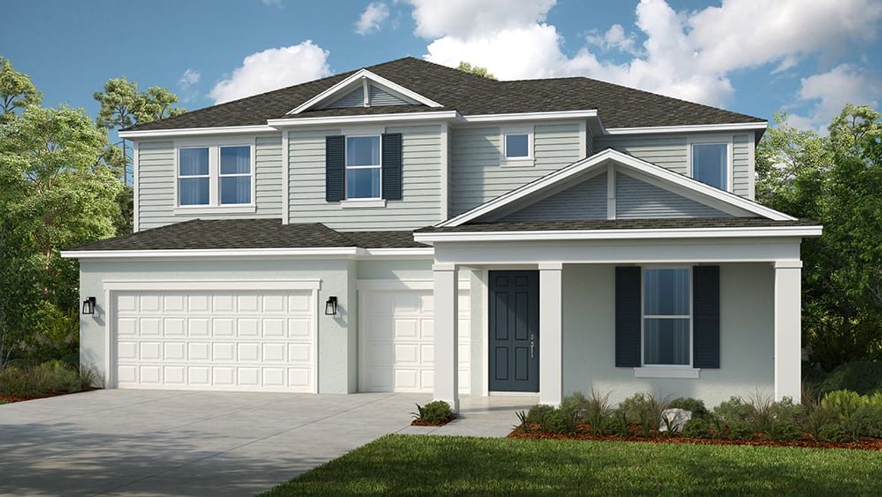 Representative exterior photo of a completed home built from the Nantucket by Taylor Morrison in Esplanade at McKinnon Groves, Winter Garden, FL (Image 2).