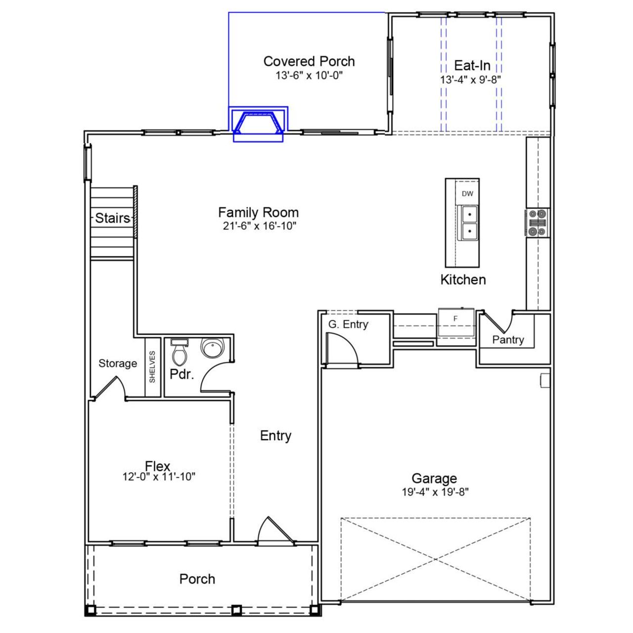 2D floor plan layout of this home in Pebble Branch, Chapin, SC (Image 2).