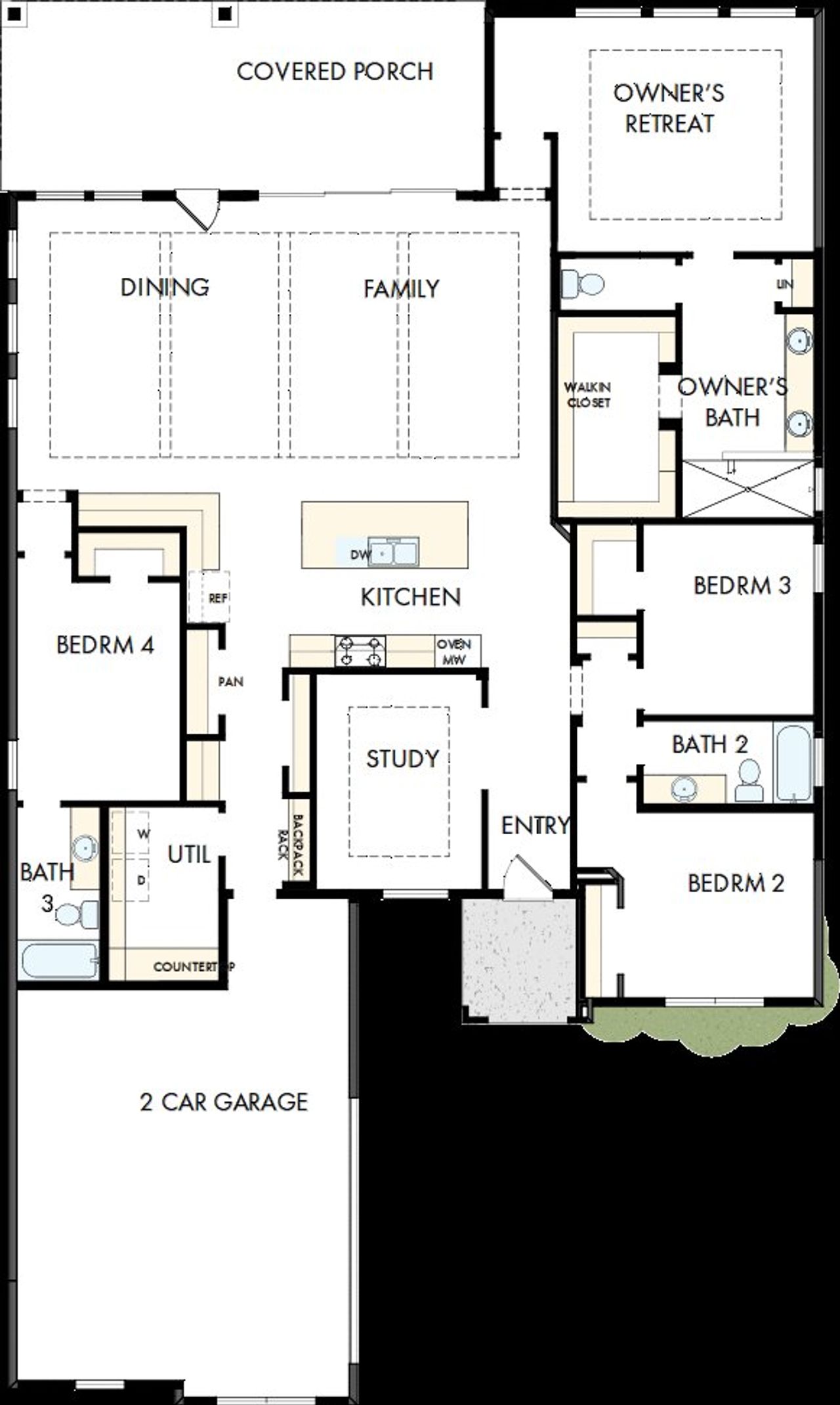2D floor plan layout of this home in Terraces – Classics, Rockwall, TX (Image 2).
