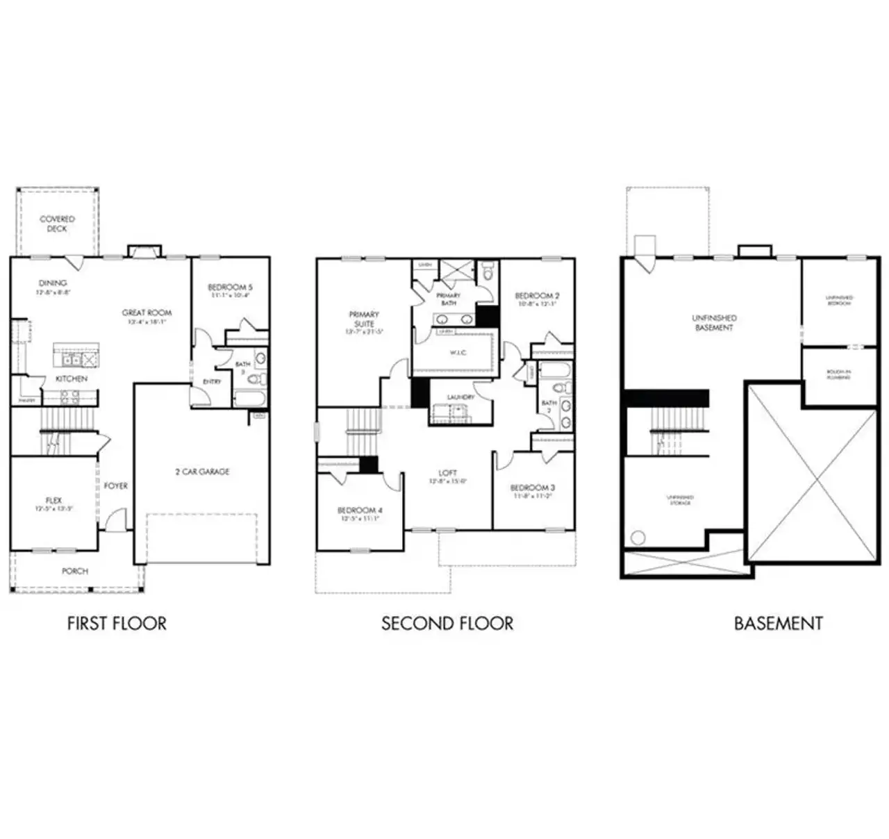 2D floor plan layout of this home in Preserve at Mountain Creek, Pendergrass, GA (Image 2).