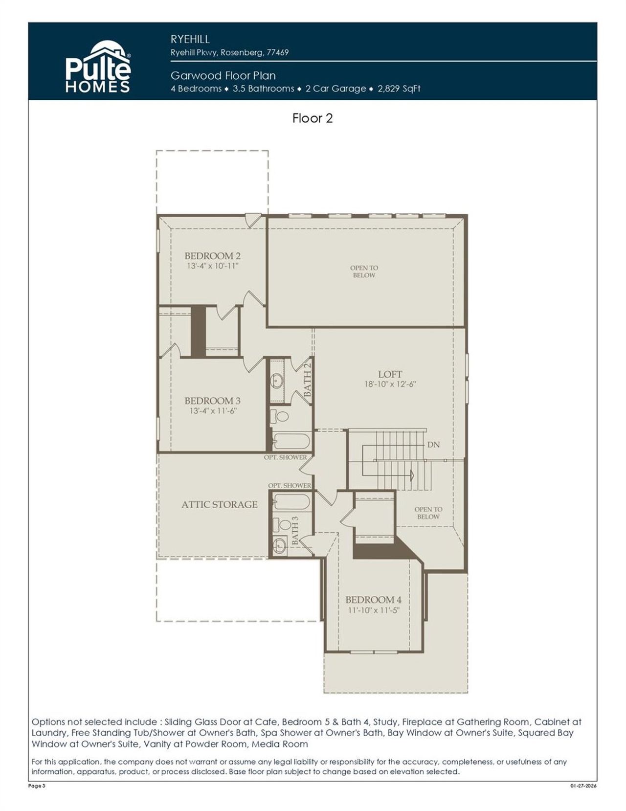 2D floor plan layout of this home in Ryehill, Sugar Land, TX (Image 2).