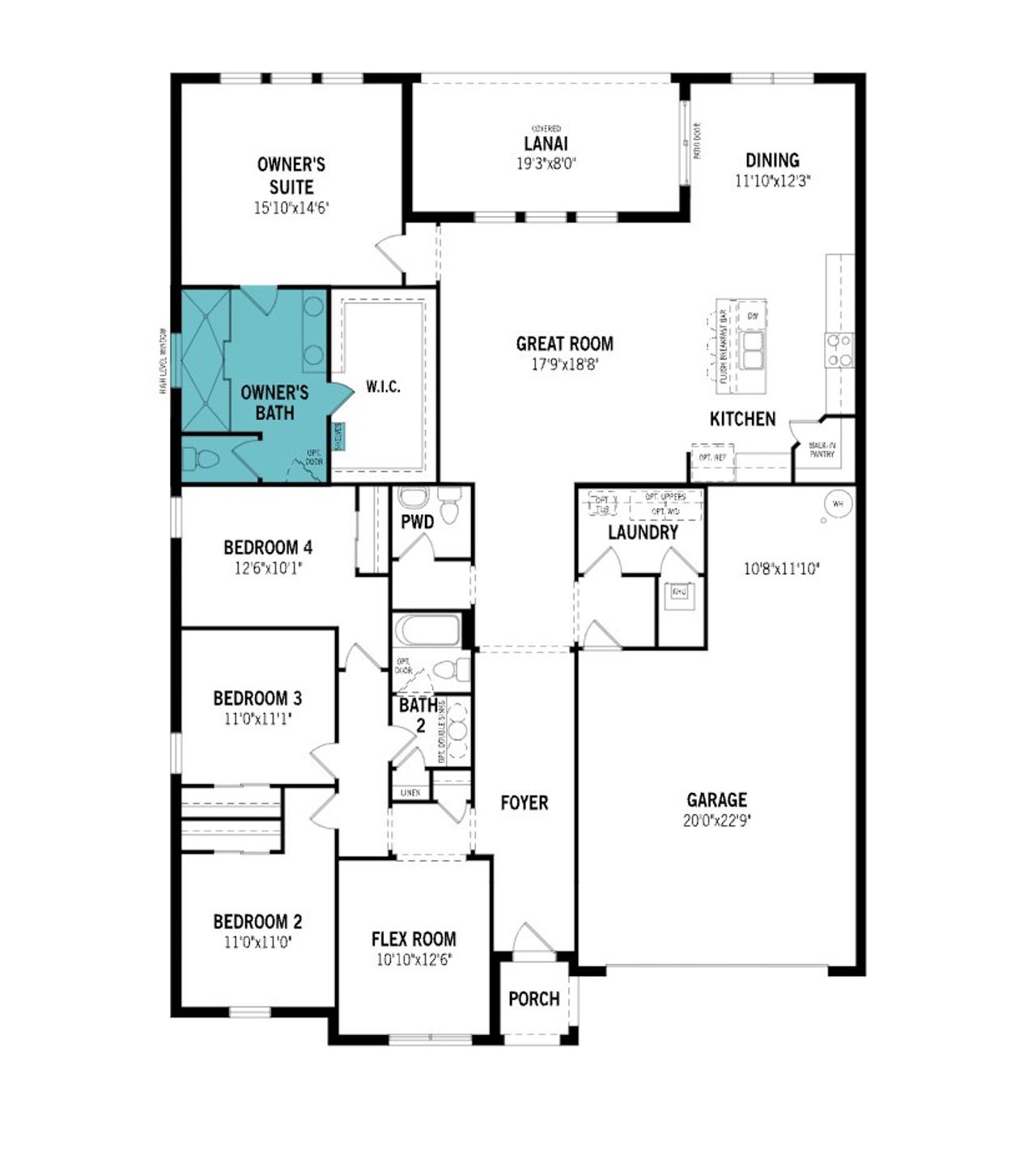 2D floor plan layout of this home in Meadowlark Landing, Apopka, FL (Image 2).