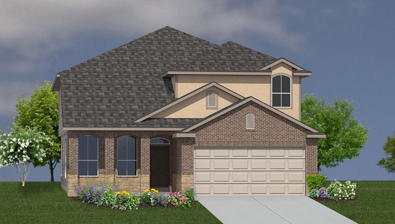 Representative exterior photo of a completed home built from the The Stallion by D.R. Horton in The Birch at Spencer Ranch, Boerne, TX (Image 2). Representative exterior photo of a completed home built from the The Stallion by D.R. Horton in The Birch at Spencer Ranch, Boerne, TX (Image 2).