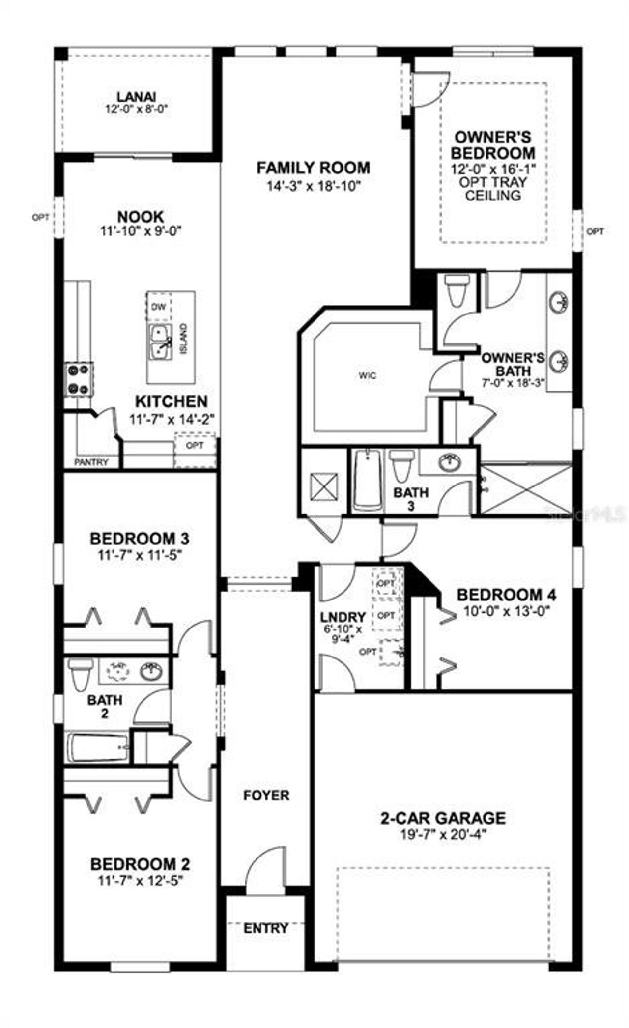 2D floor plan layout of this home in Estates at Rivercrest, Sanford, FL (Image 2).