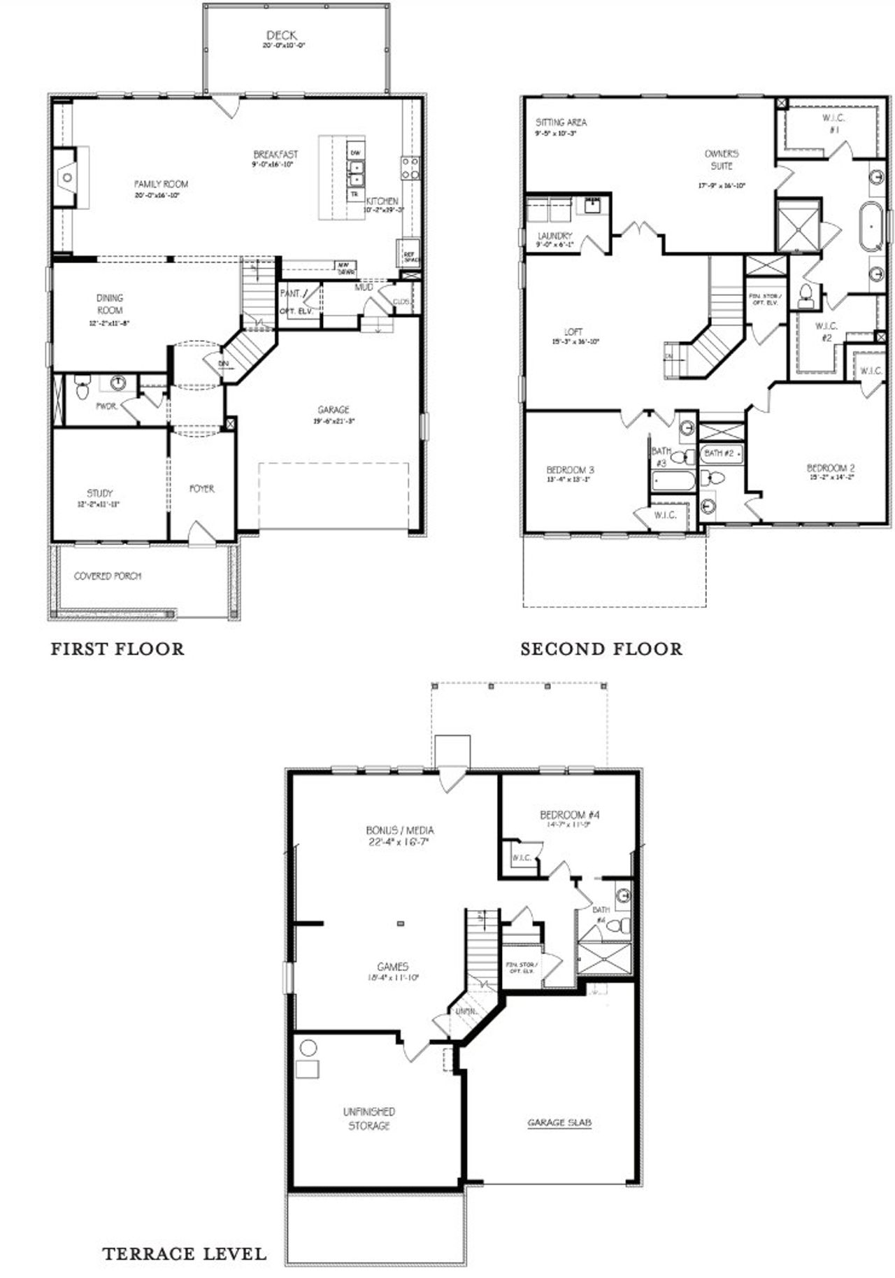 2D floor plan layout for the The Walton - Terrace by JW Collection in The Enclave on Lavista, Tucker, GA (Image 2).
