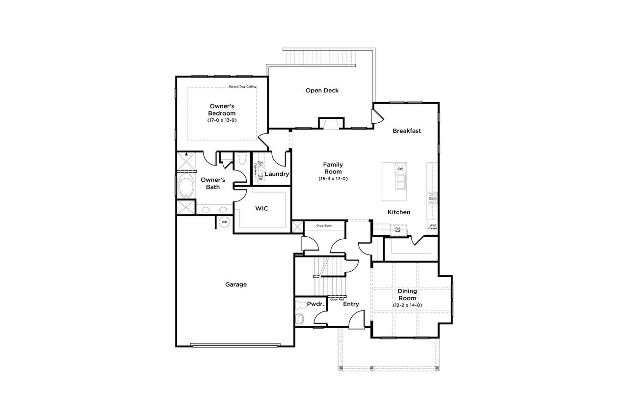2D floor plan layout for the Luna by DRB Homes in Brush Arbor, McDonough, GA (Image 2).