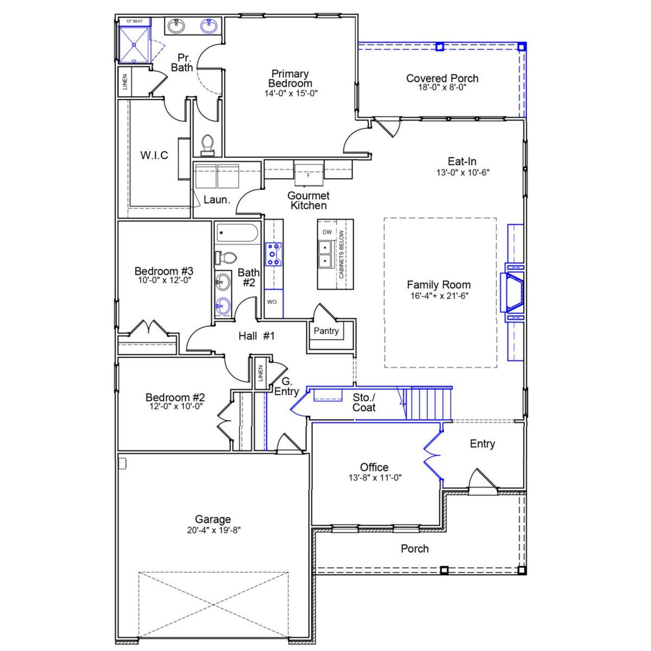 2D floor plan layout of this home in Brooke Hill, Lewisville, NC (Image 2).