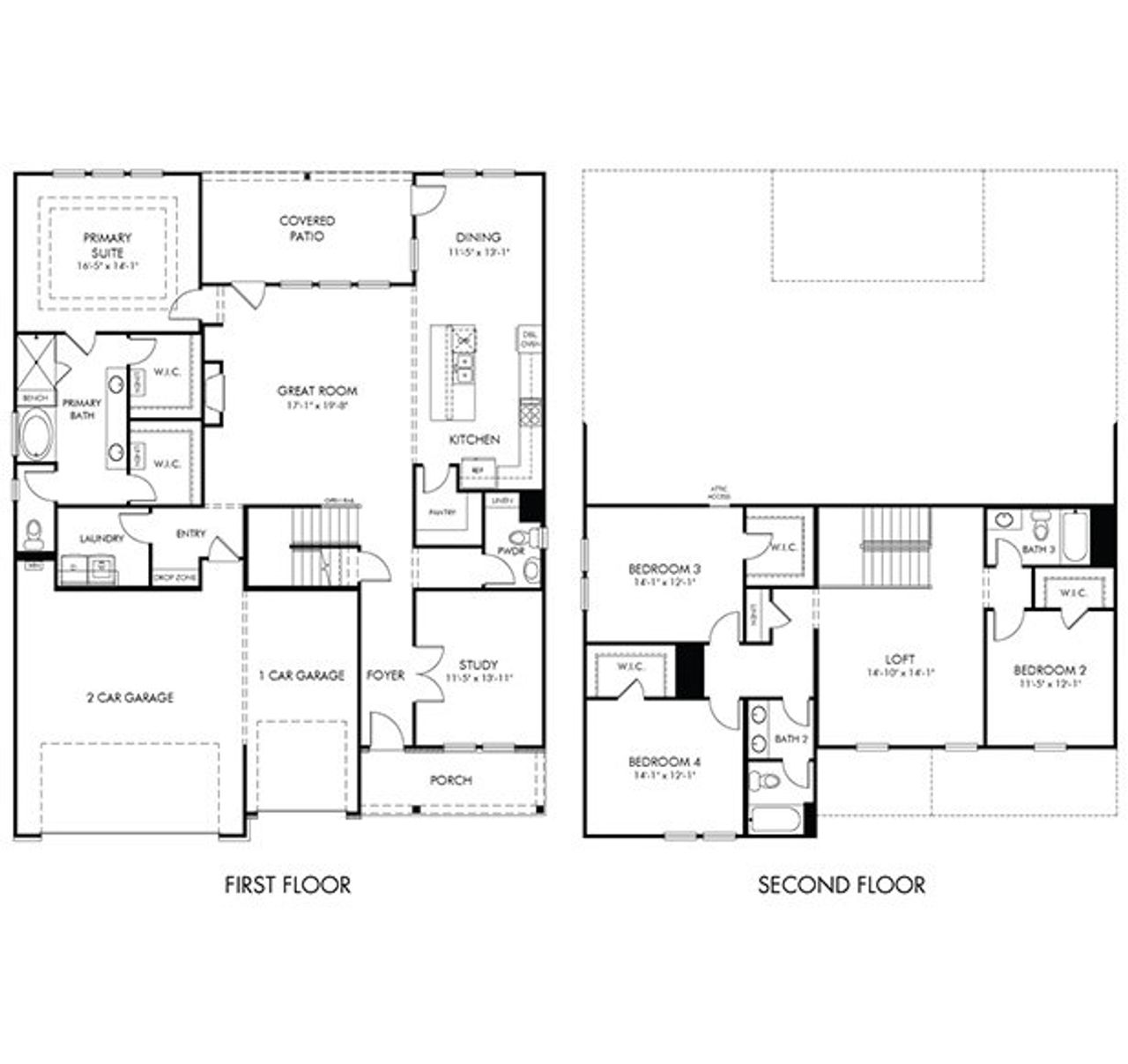 2D floor plan layout of this home in Vines at Mill Creek - Legacy Series, Braselton, GA (Image 2).
