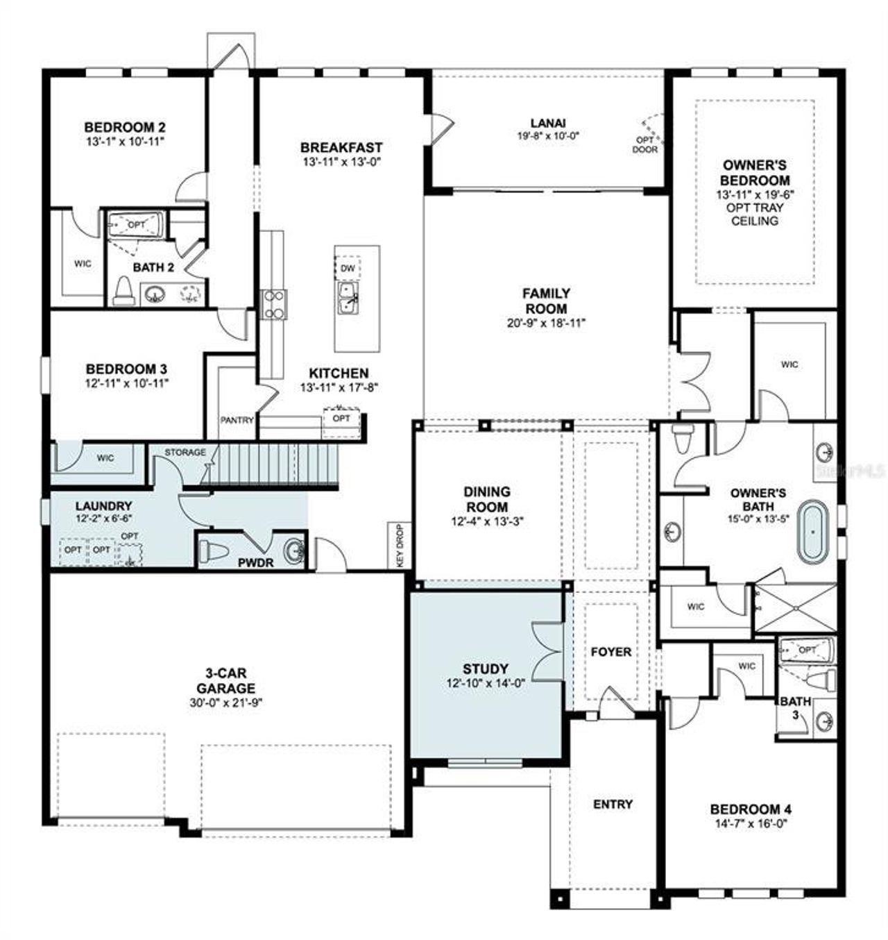 2D floor plan layout of this home in Hawk's Overlook, Oviedo, FL (Image 2). 2D floor plan layout of this home in Hawk's Overlook, Oviedo, FL (Image 2).