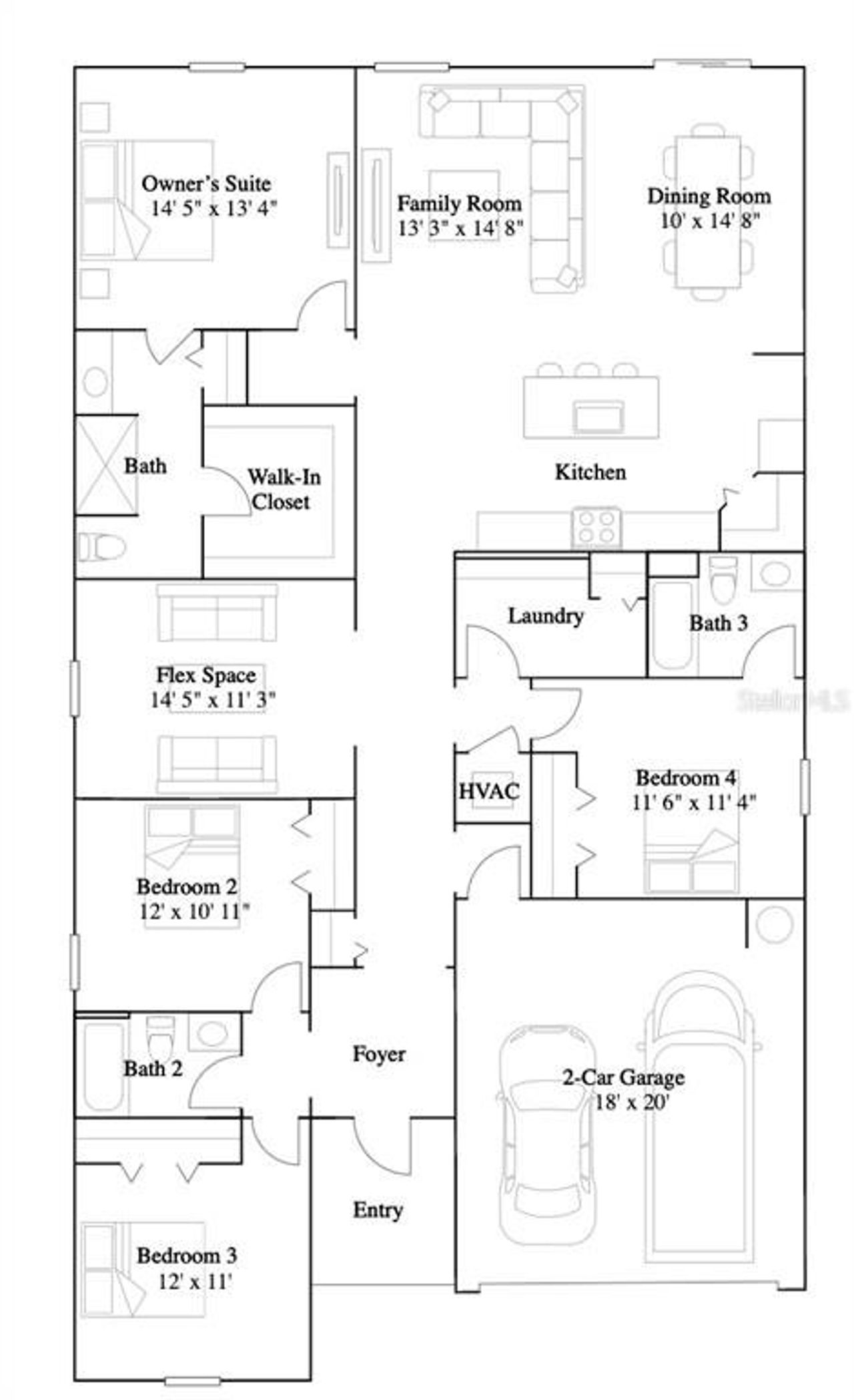 2D floor plan layout of this home in Heath Preserve, Ocala, FL (Image 2).