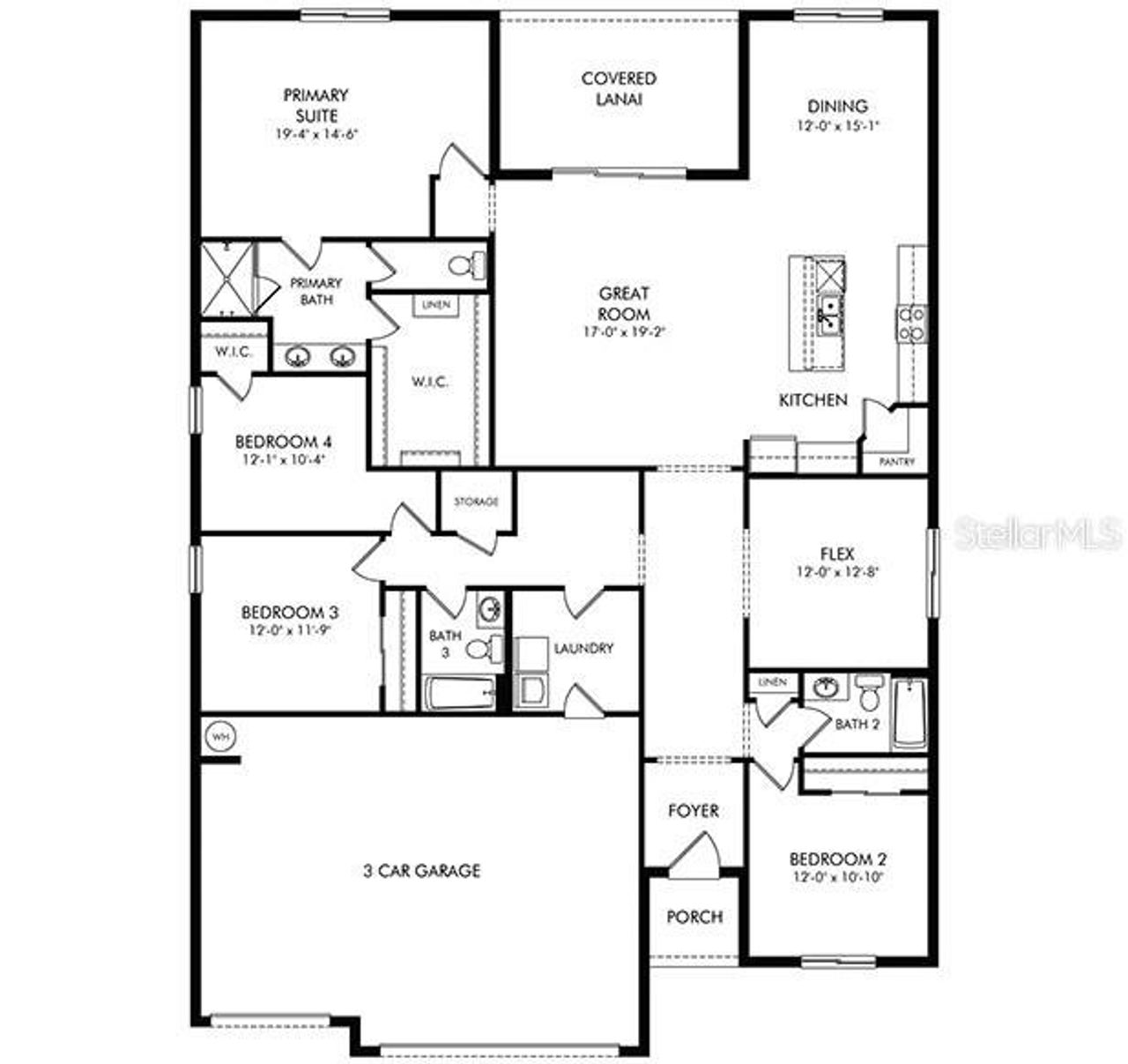 2D floor plan layout of this home in Oakfield Trails - Signature Series, Parrish, FL (Image 2). 2D floor plan layout of this home in Oakfield Trails - Signature Series, Parrish, FL (Image 2).