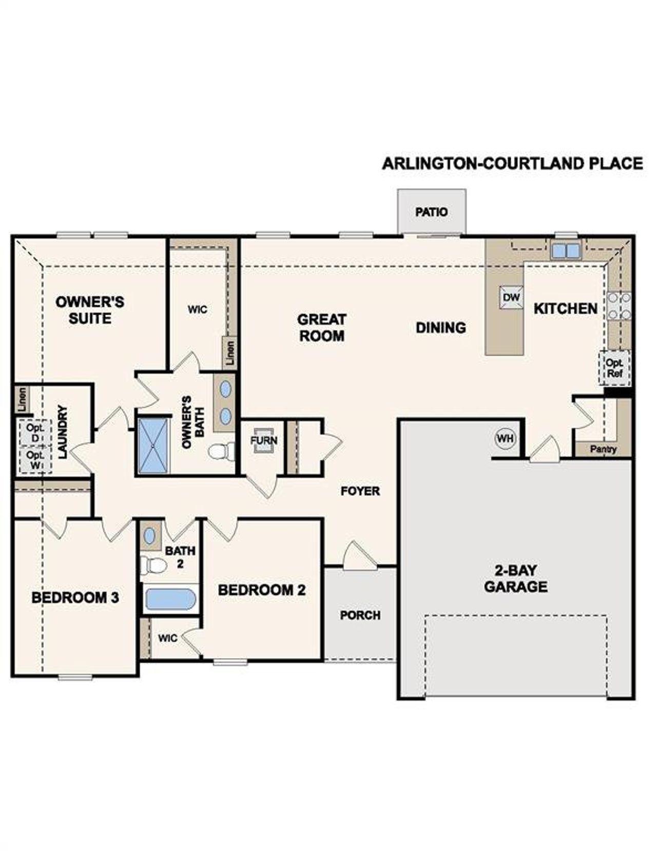 2D floor plan layout of this home in Courtland Place, Cleburne, TX (Image 2). 2D floor plan layout of this home in Courtland Place, Cleburne, TX (Image 2).