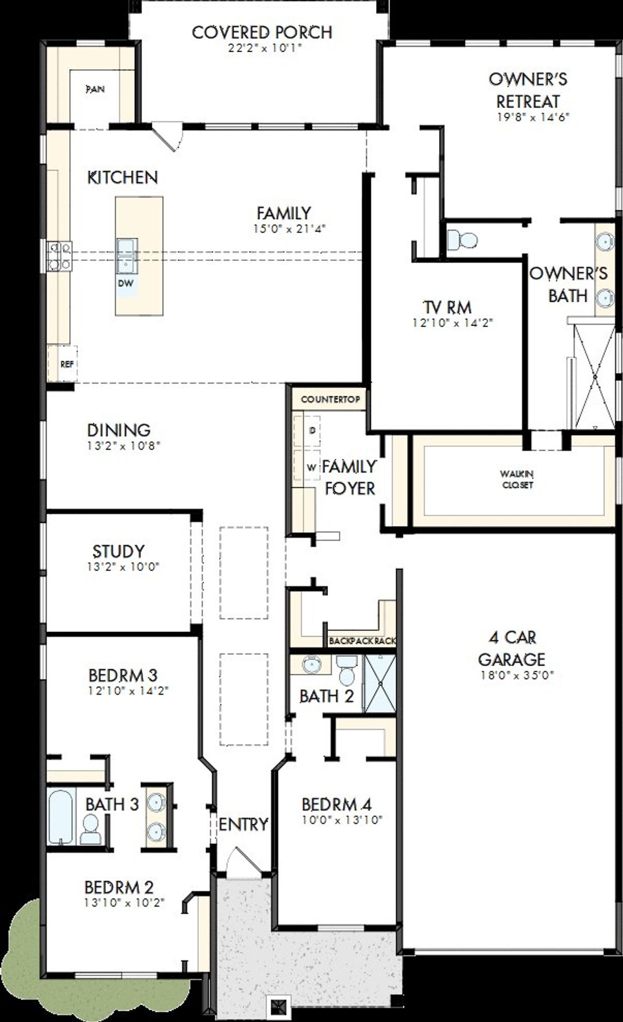 2D floor plan layout of this home in Prairieland Village - Summit Collection, Cypress, TX (Image 2). 2D floor plan layout of this home in Prairieland Village - Summit Collection, Cypress, TX (Image 2).
