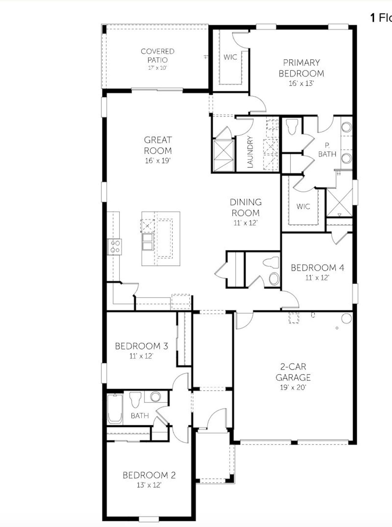 2D floor plan layout of this home in Crossroads at Kelly Park, Apopka, FL (Image 2). 2D floor plan layout of this home in Crossroads at Kelly Park, Apopka, FL (Image 2).