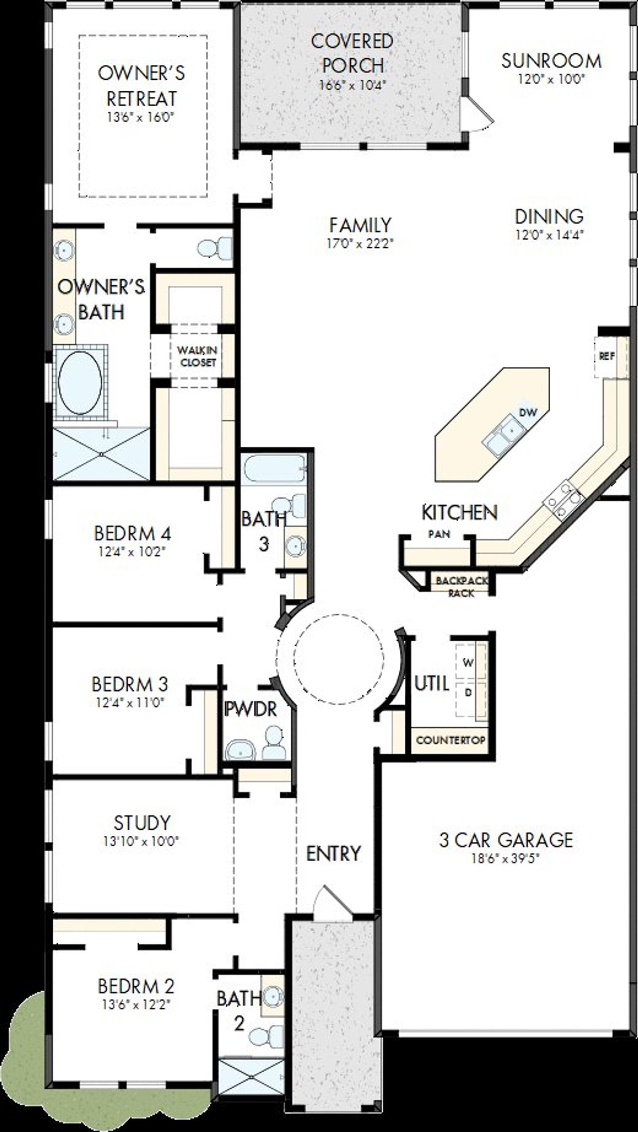 2D floor plan layout of this home in Audubon – Ascent Collection, Magnolia, TX (Image 2).