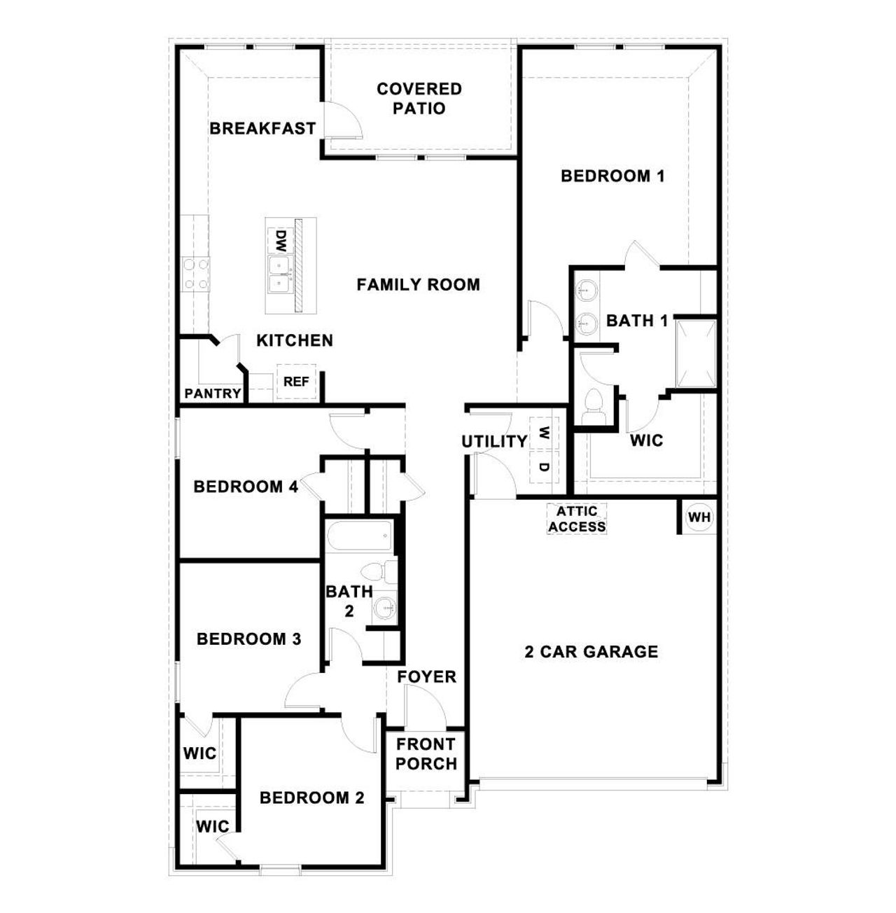 2D floor plan layout of this home in Prairie Lakes, Buda, TX (Image 2).