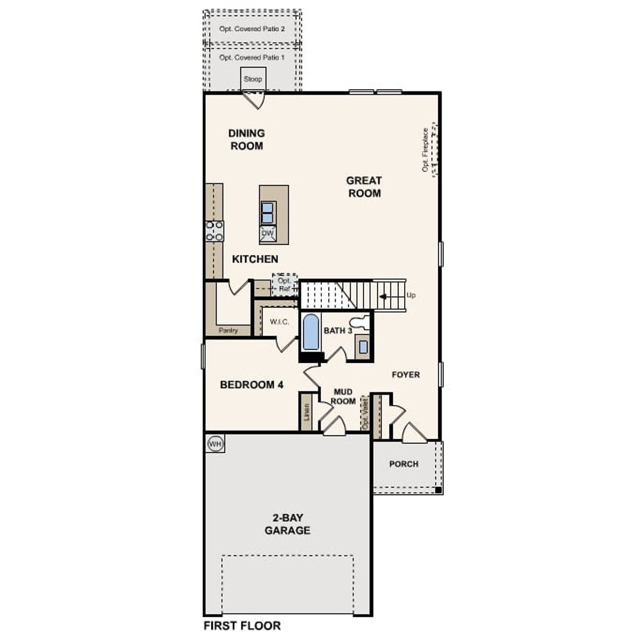 2D floor plan layout for the Birch by Century Communities in Stallion Run, Buda, TX (Image 2).