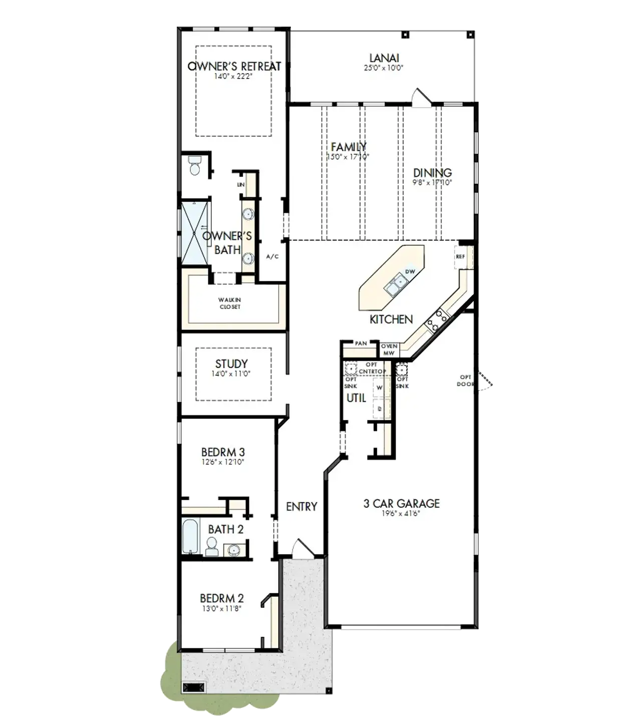 2D floor plan layout of this home in Seven Pines 50' Front Entry, Jacksonville, FL (Image 2).
