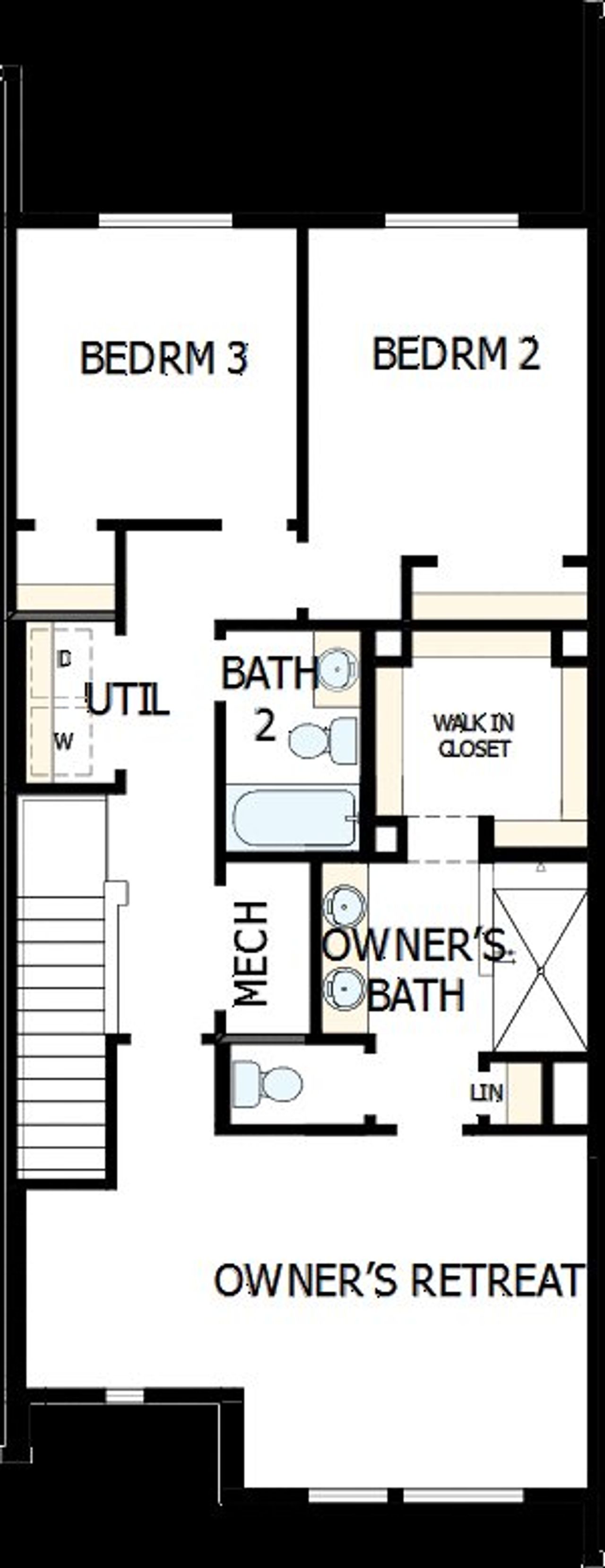 2D floor plan layout of this home in Kinston Mainstreet Townhomes, Loveland, CO (Image 2).